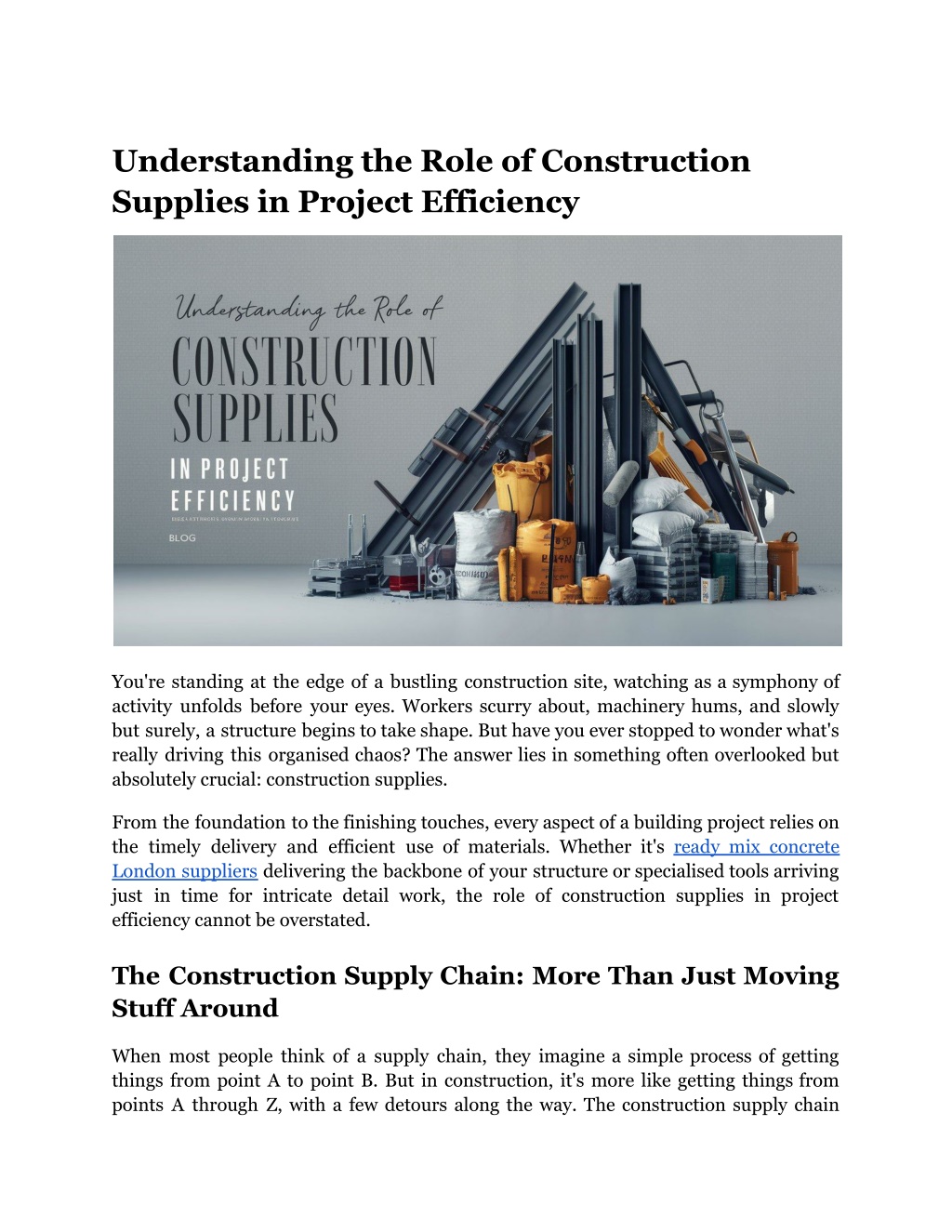 understanding the role of construction supplies l.w