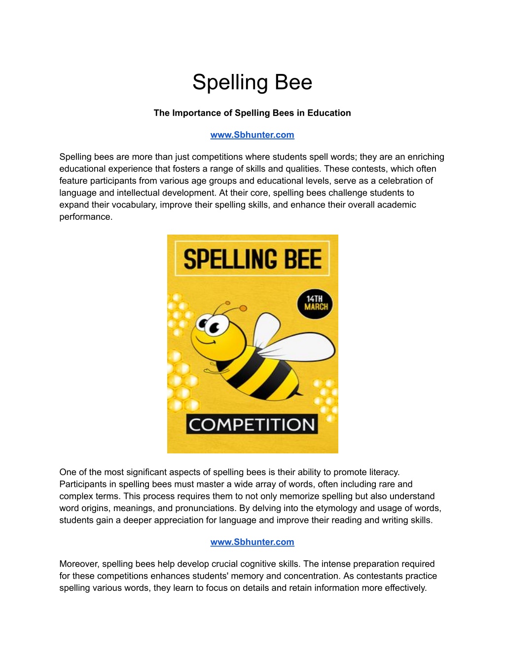 spelling bee l.w