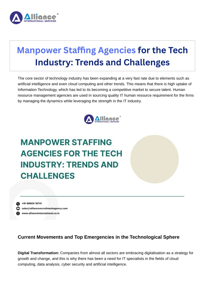 manpower sta ng agencies for the tech industry n.w