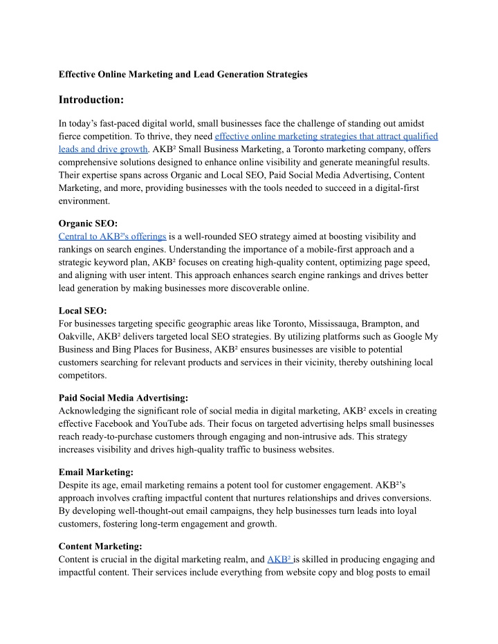 effective online marketing and lead generation n.w