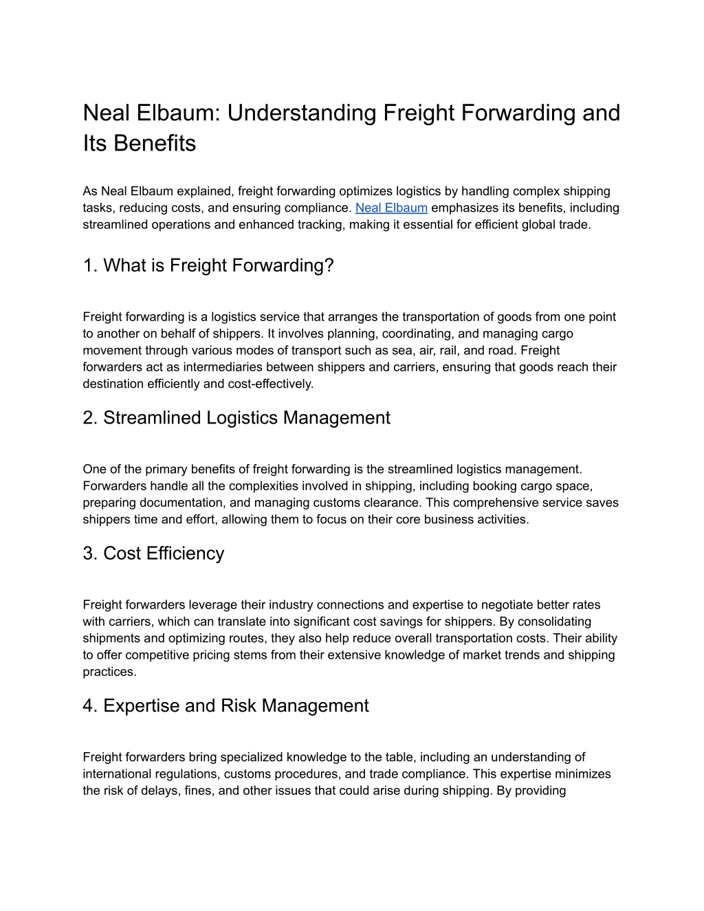 neal elbaum understanding freight forwarding l.w