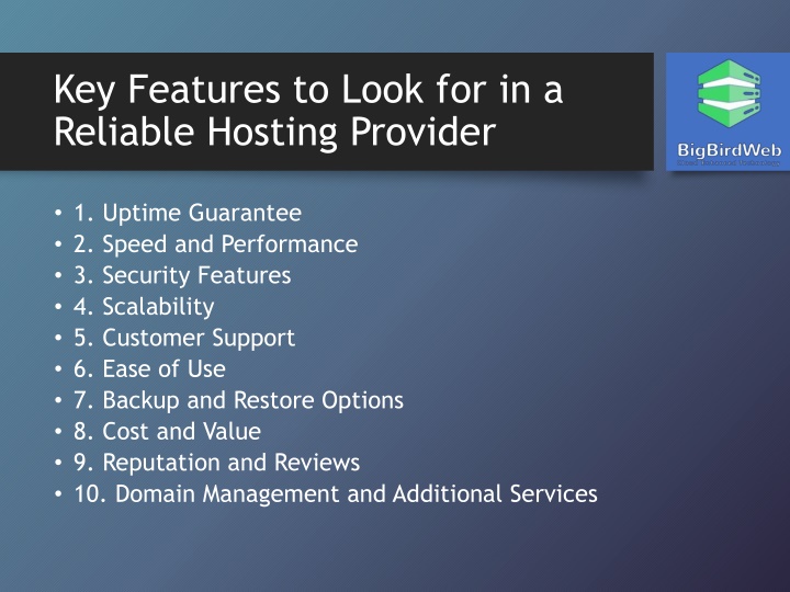 key features to look for in a reliable hosting n.w