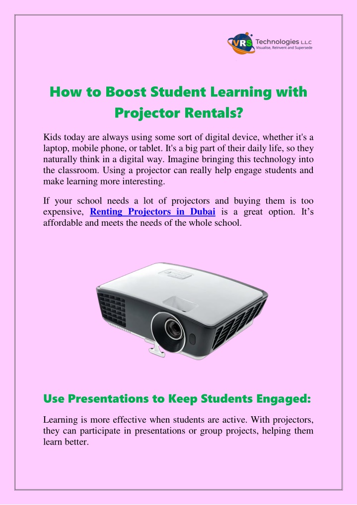 how to boost student learning with projector n.w