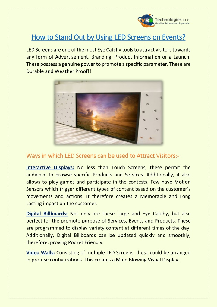 how to stand out by using led screens on events n.w