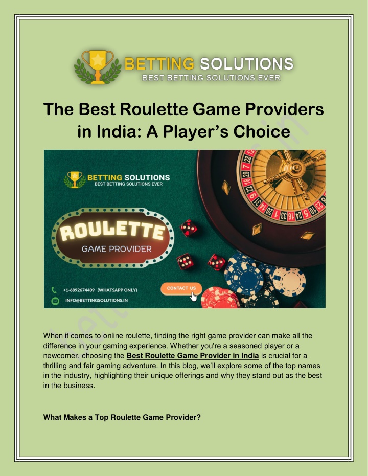 the best roulette game providers in india n.w