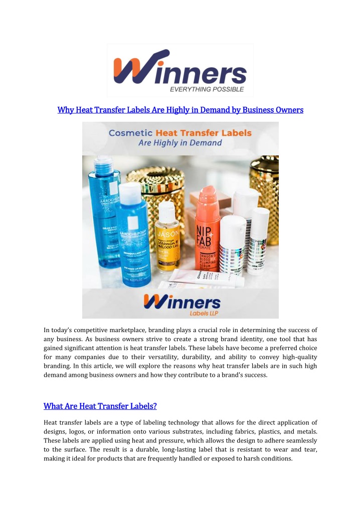 why heat transfer labels are highly in demand n.w