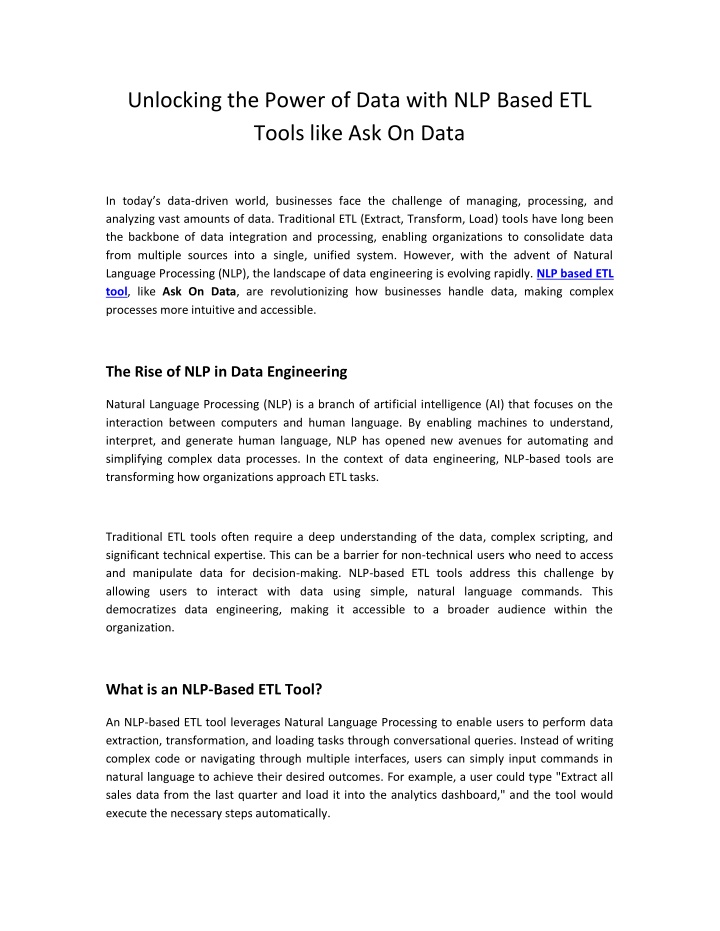 unlocking the power of data with nlp based n.w