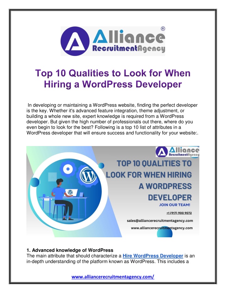 in developing or maintaining a wordpress website n.w
