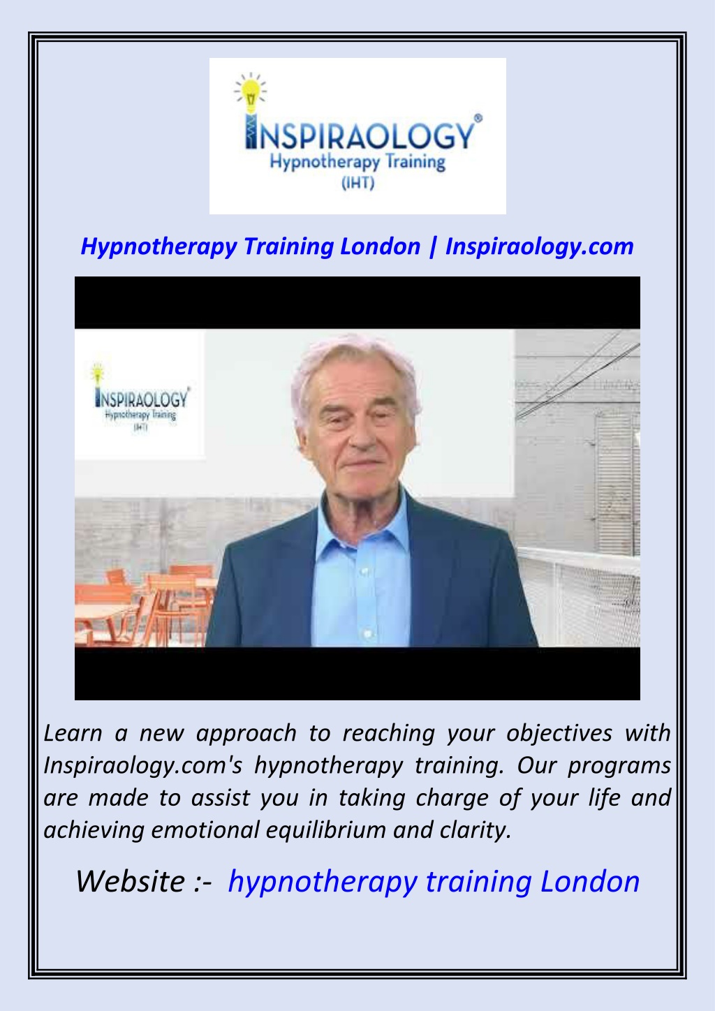 hypnotherapy training london inspiraology com l.w