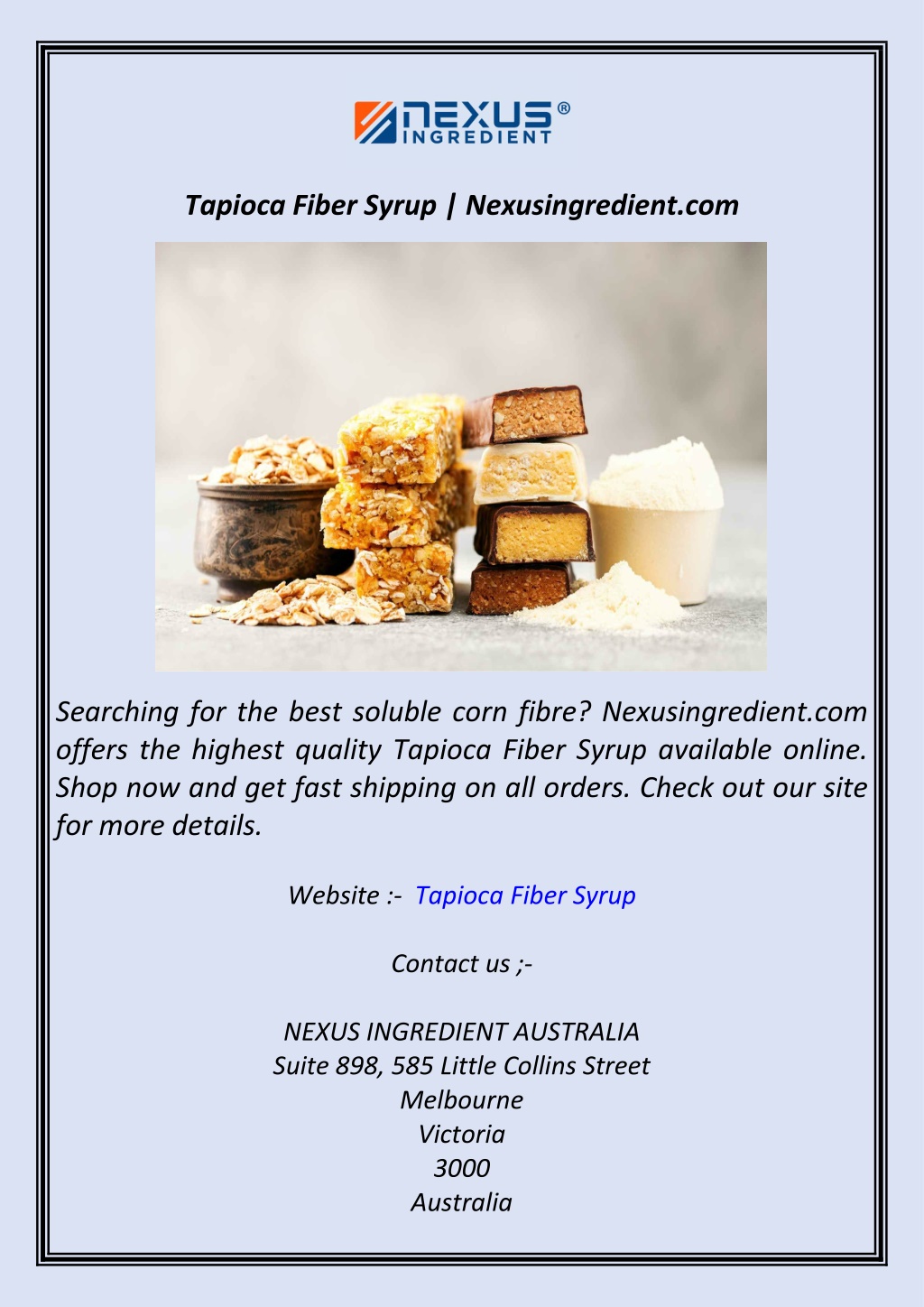 tapioca fiber syrup nexusingredient com l.w