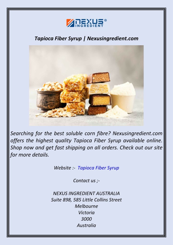 tapioca fiber syrup nexusingredient com n.w
