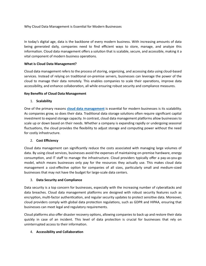 why cloud data management is essential for modern n.w
