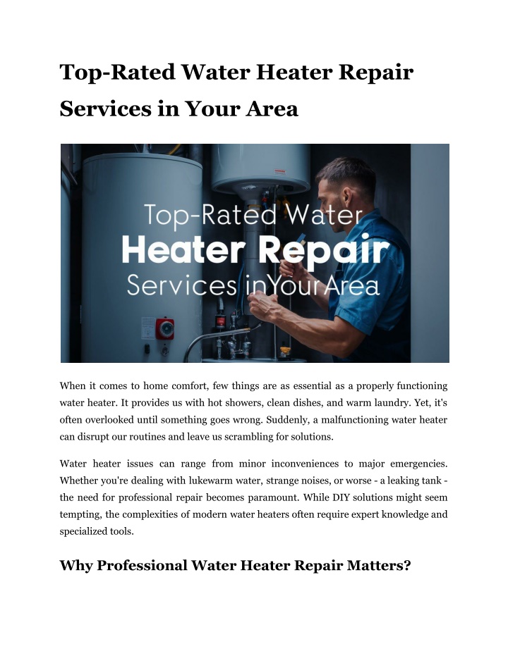 top rated water heater repair n.w