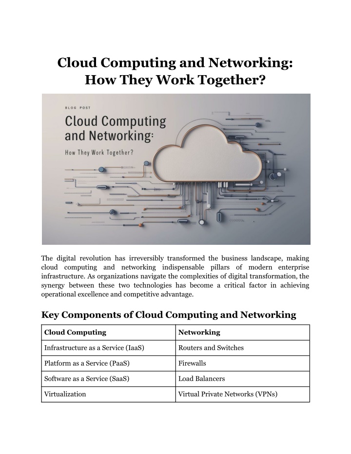 cloud computing and networking how they work n.w