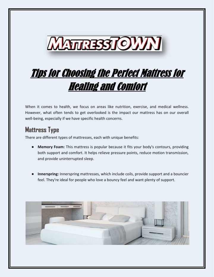 tips for choosing the perfect mattress for tips n.w