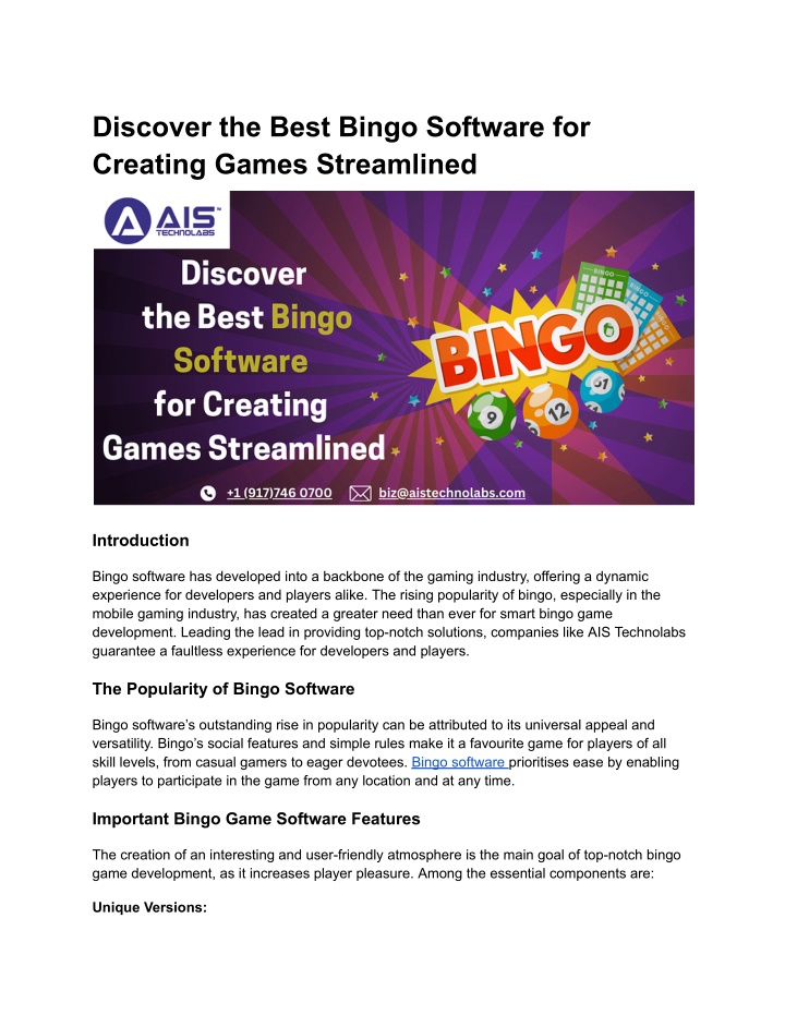 discover the best bingo software for creating n.w