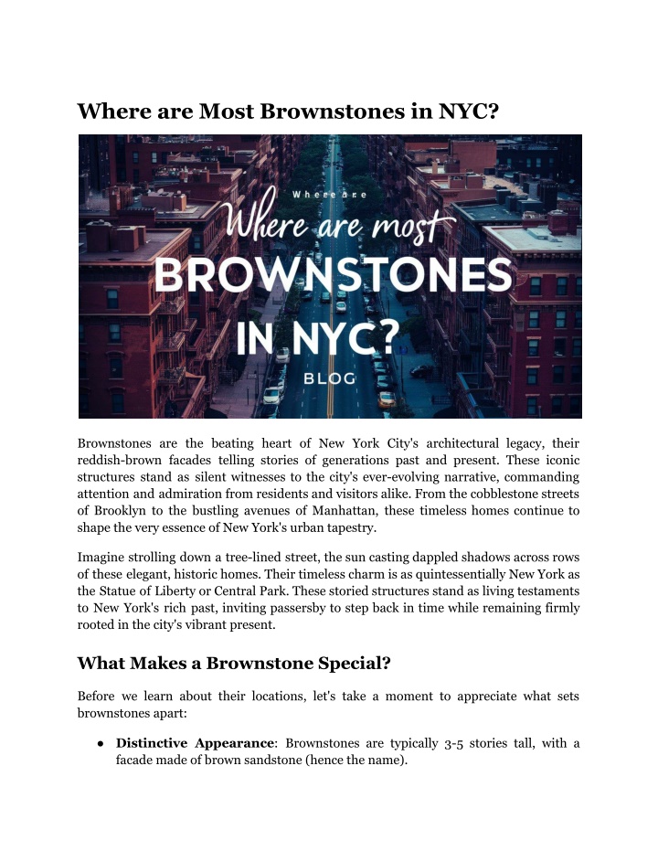 where are most brownstones in nyc n.w