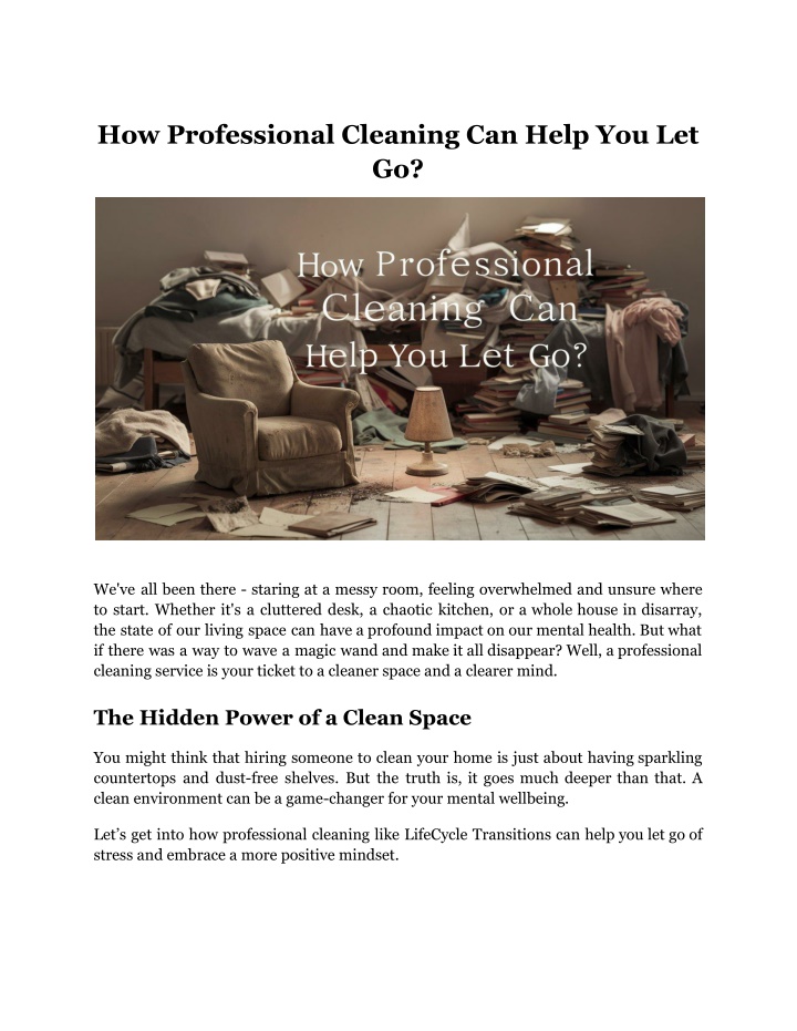 how professional cleaning can help you let go n.w
