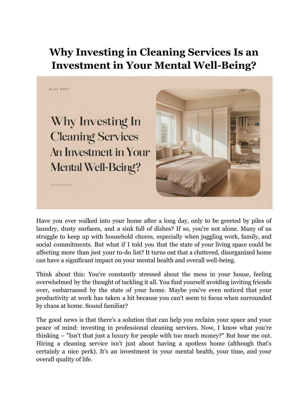 why investing in cleaning services l.w