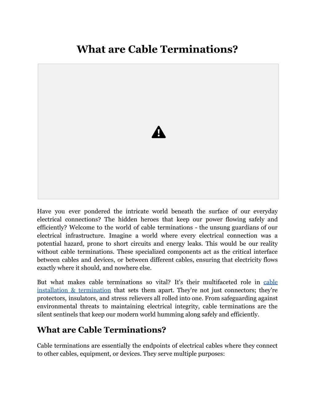 what are cable terminations l.w