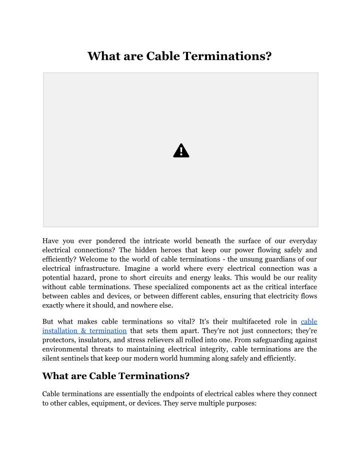 what are cable terminations n.w