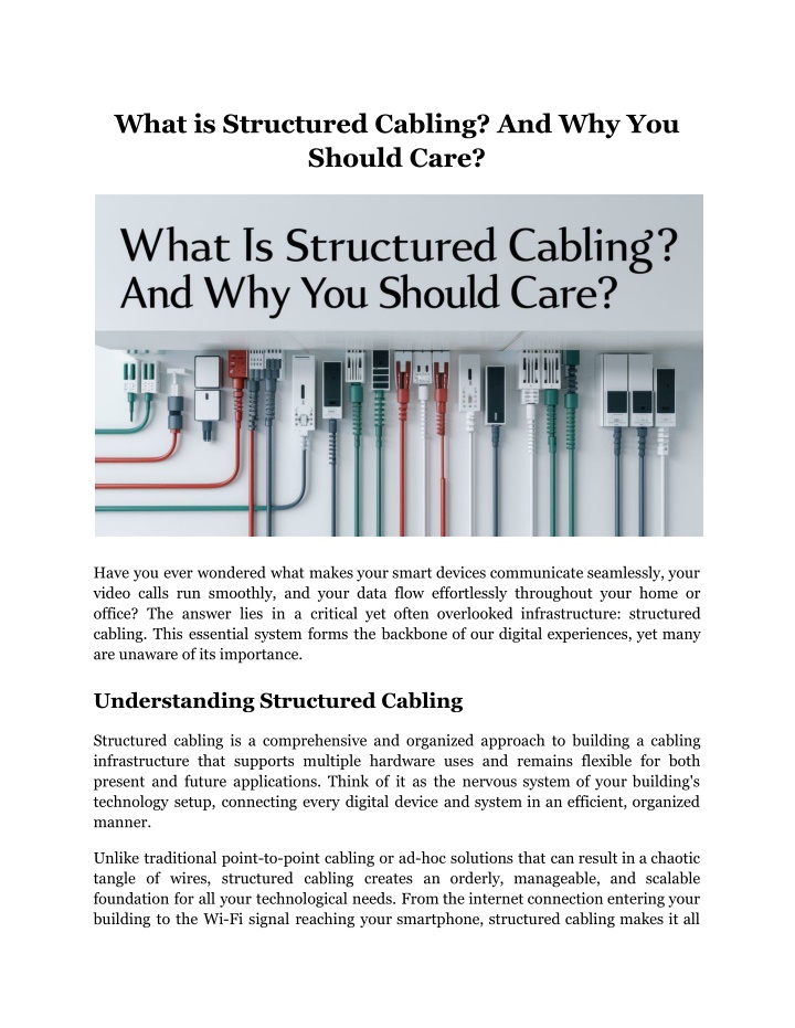 what is structured cabling and why you should care n.w