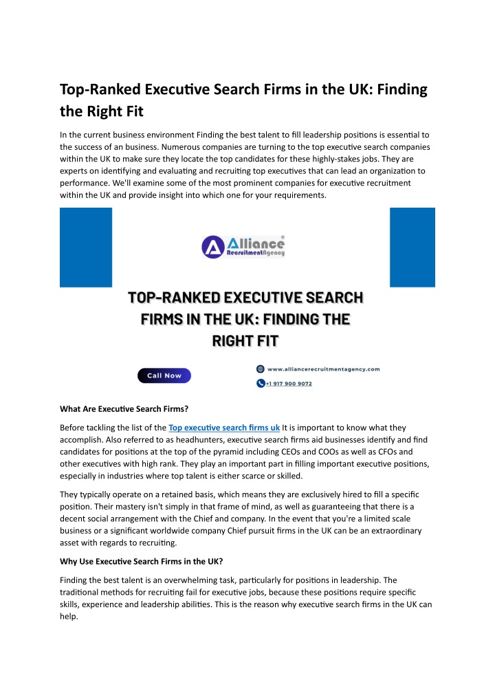 top ranked executive search firms n.w