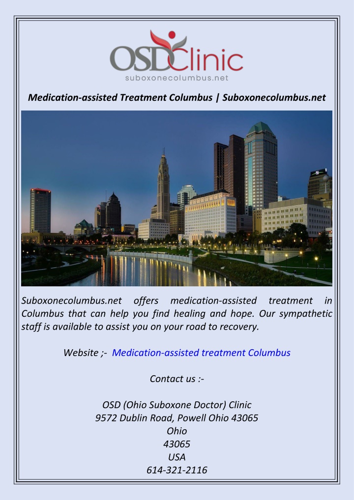 medication assisted treatment columbus n.w