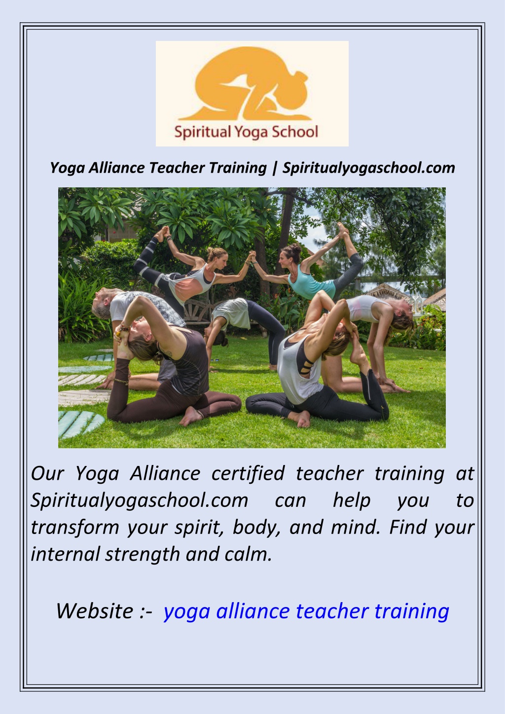 yoga alliance teacher training l.w