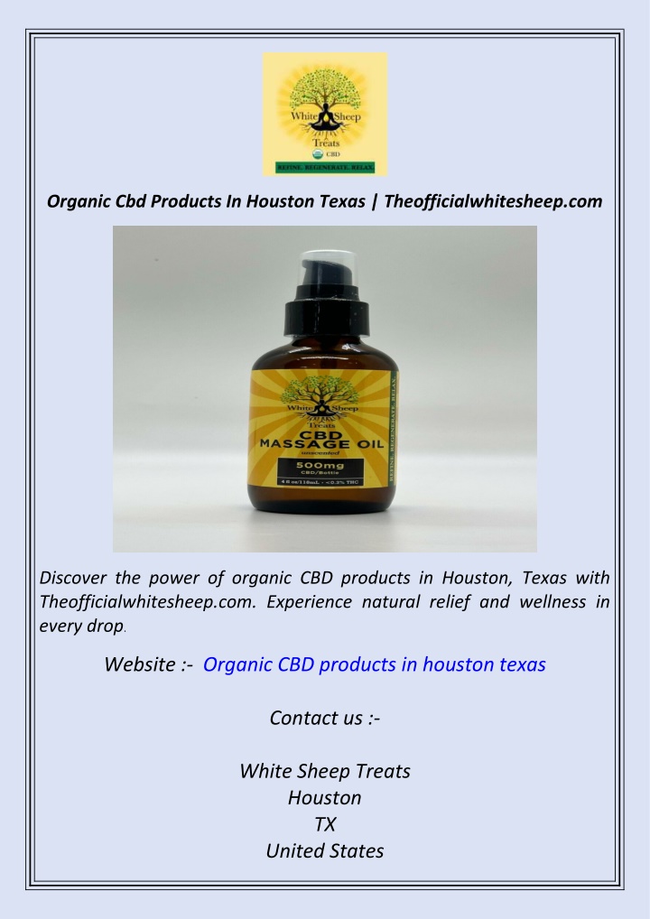 organic cbd products in houston texas n.w