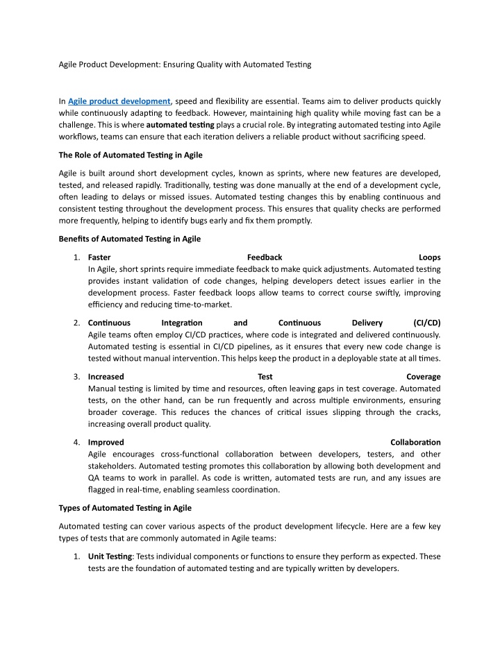 agile product development ensuring quality with n.w