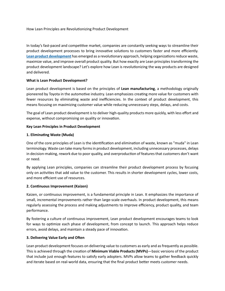 how lean principles are revolutionizing product n.w