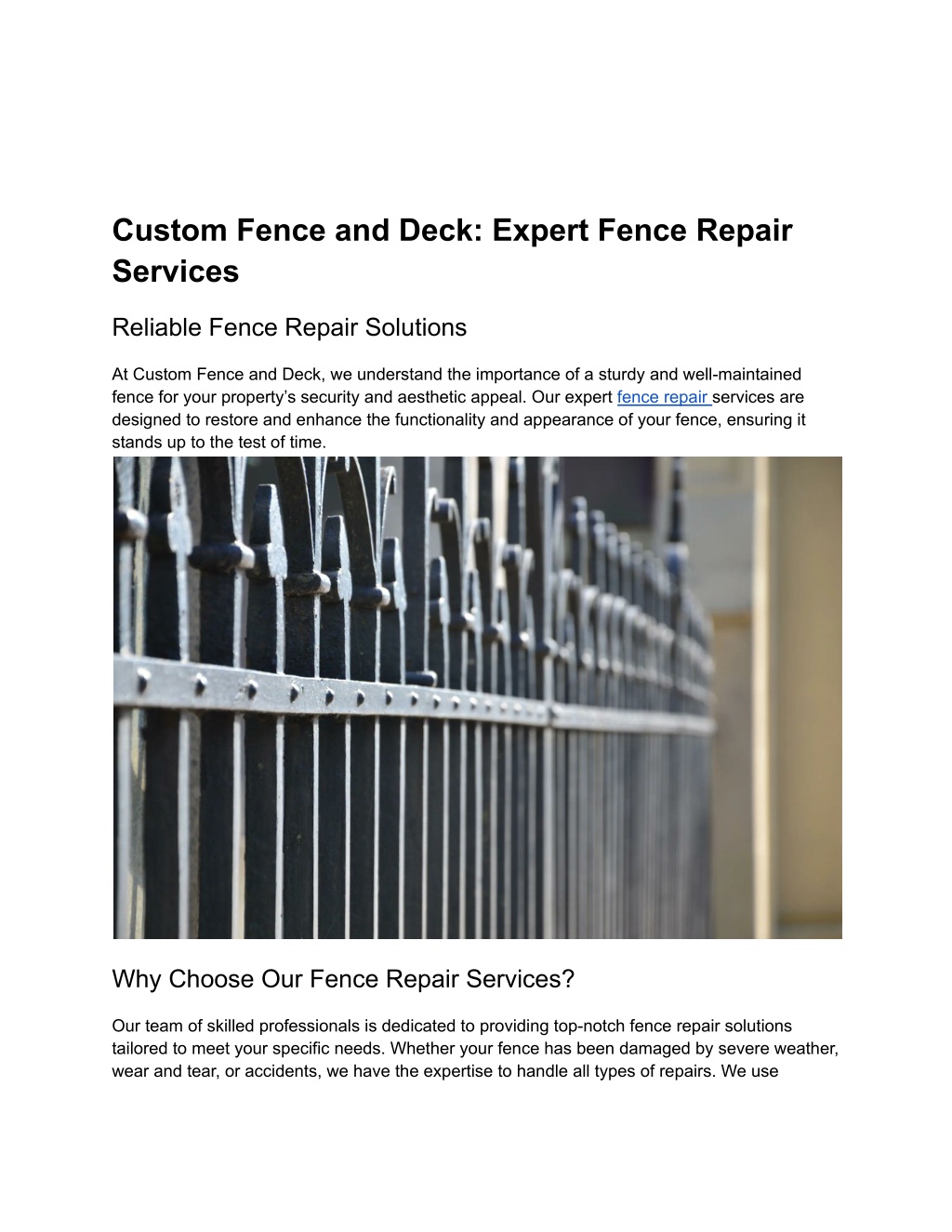 custom fence and deck expert fence repair services l.w