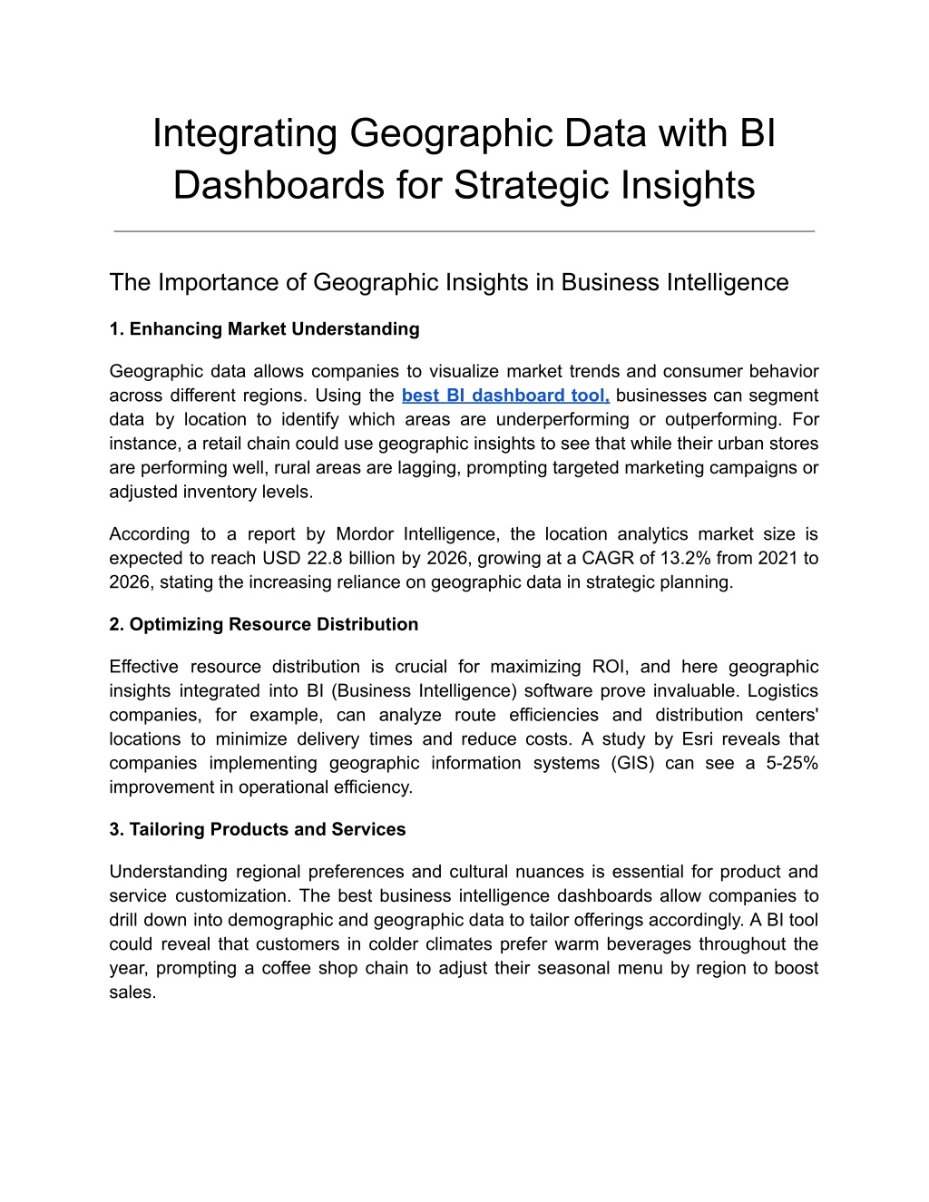 integrating geographic data with bi dashboards l.w