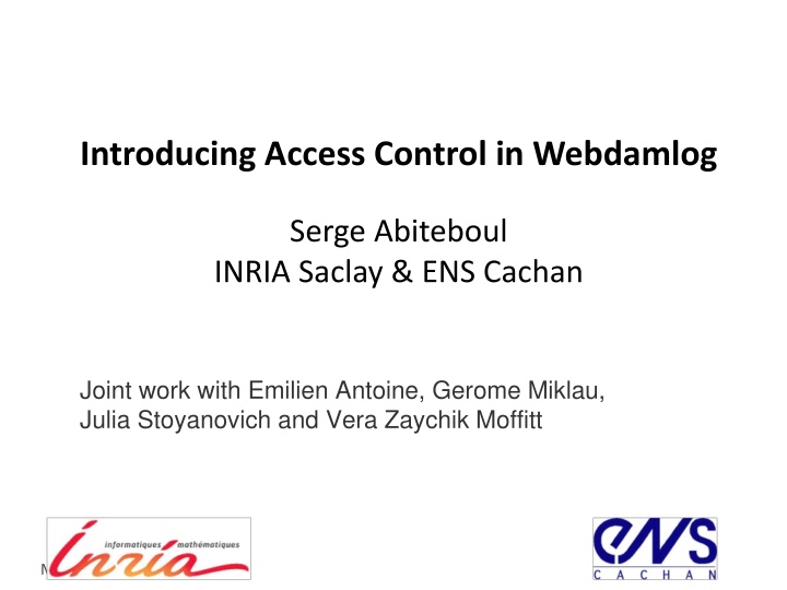 Access Control and Data Management in Webdamlog