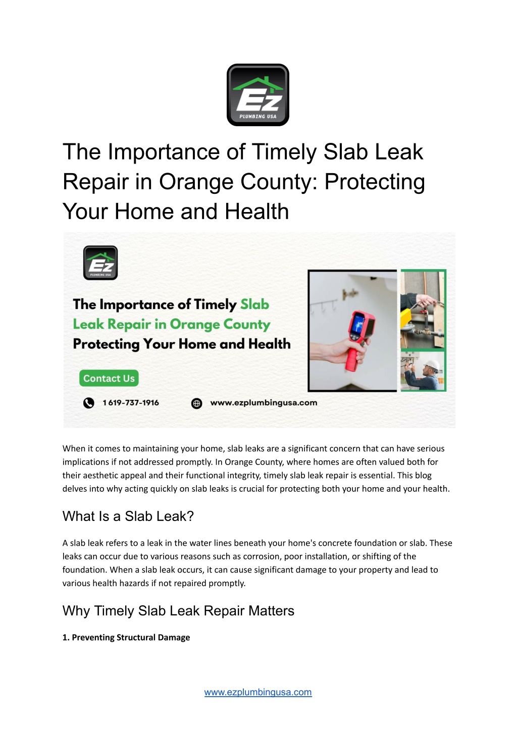 the importance of timely slab leak repair l.w