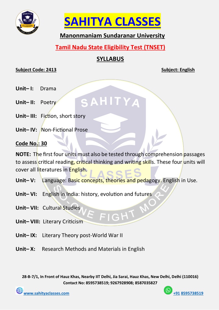 sahitya classes n.w
