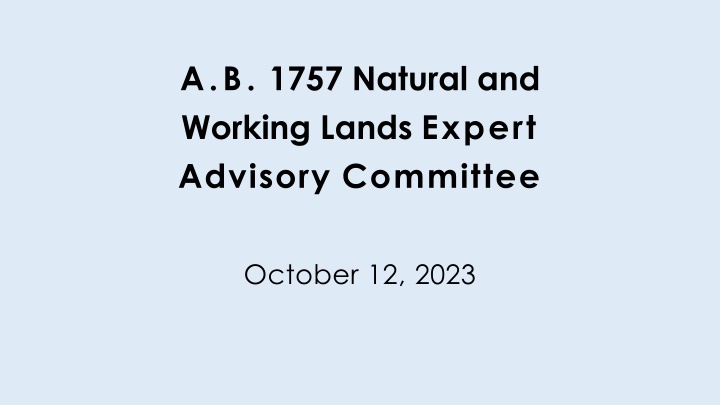Recommendations for Natural and Working Lands Conservation