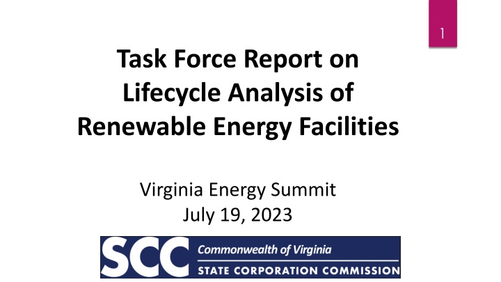 Lifecycle Analysis of Renewable Energy Facilities in Virginia