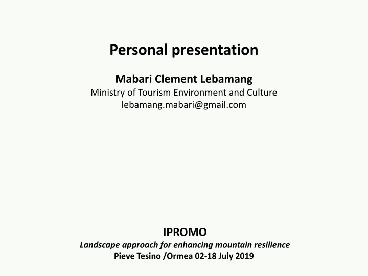 Landscape Approach for Mountain Resilience Enhancement