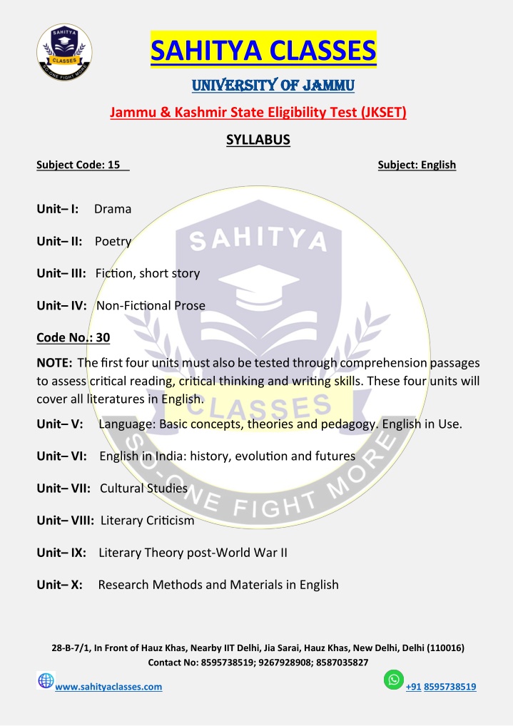 sahitya classes n.w