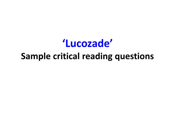 Critical Reading of 