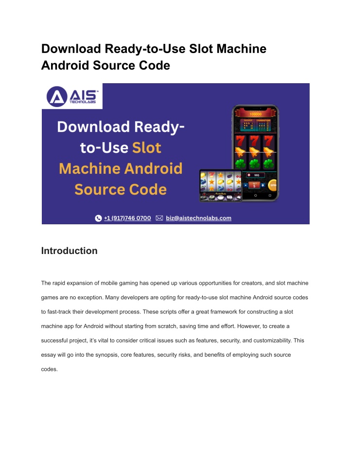 download ready to use slot machine android source n.w