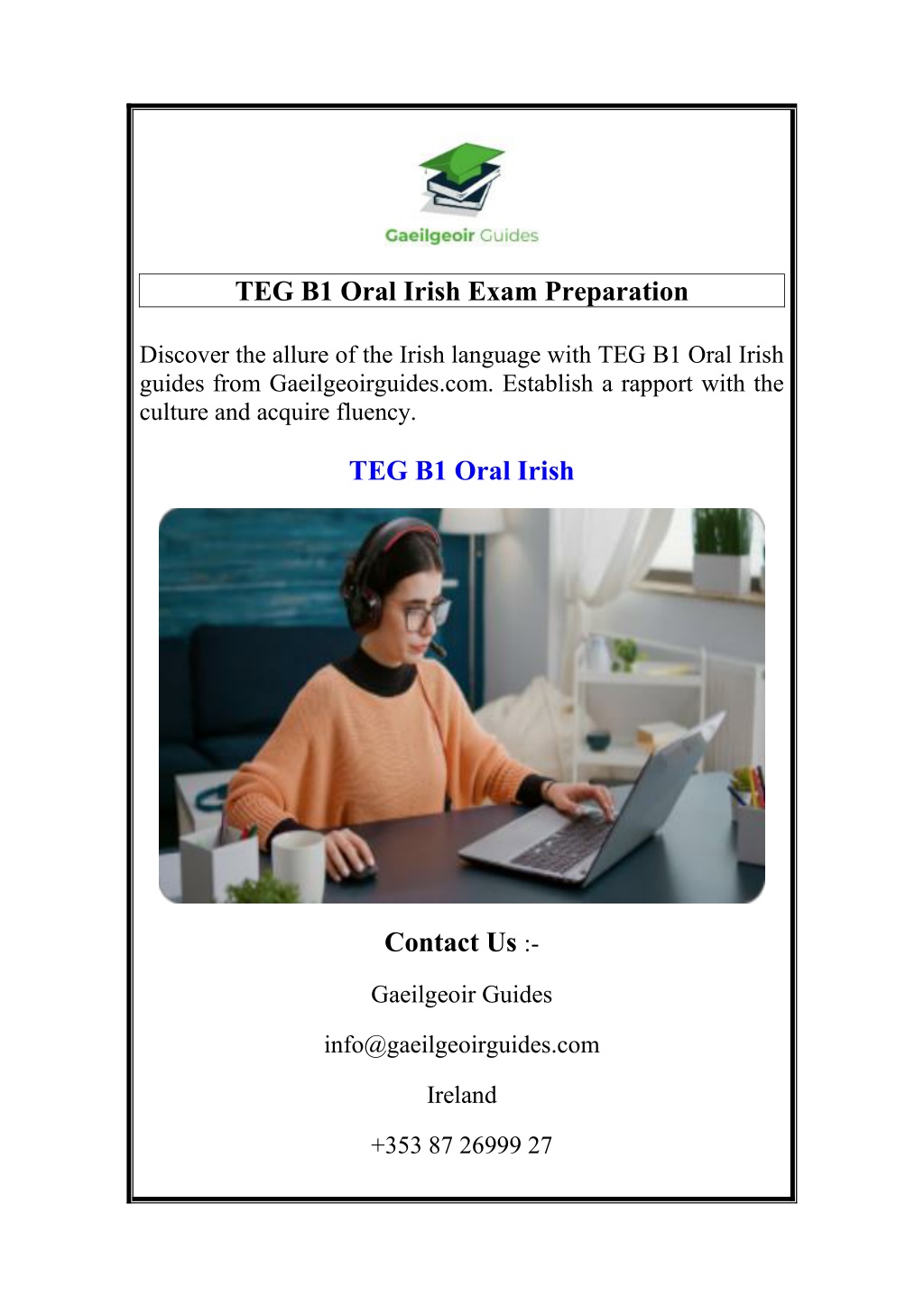 teg b1 oral irish exam preparation l.w