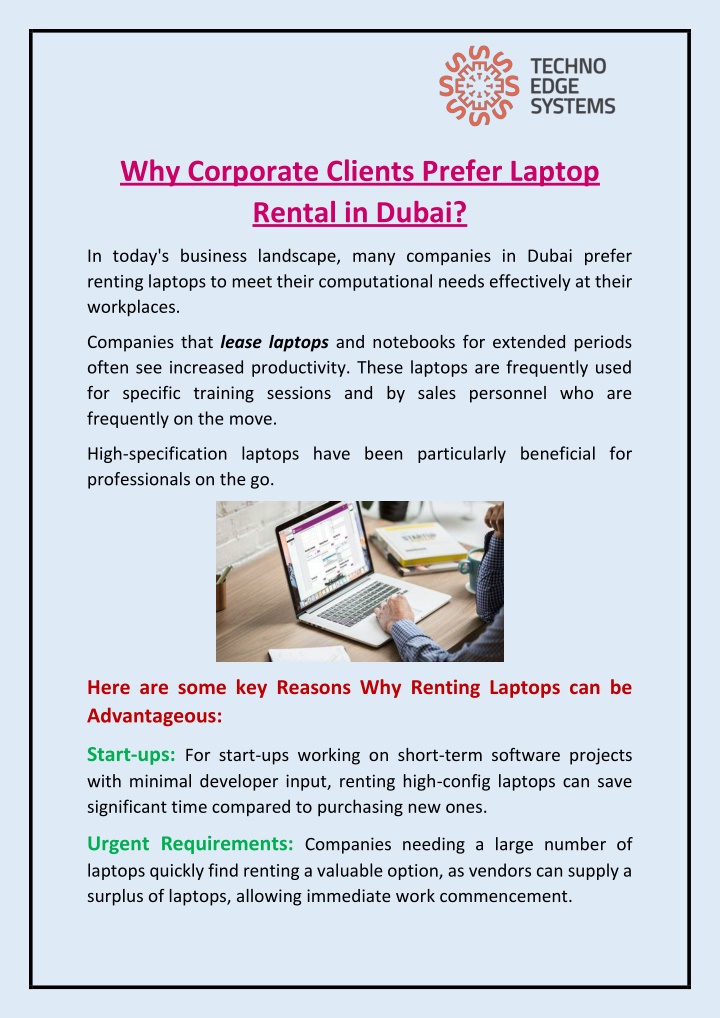 why corporate clients prefer laptop rental n.w