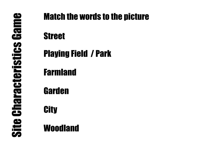 Match the Words to the Picture: Site Characteristics Game