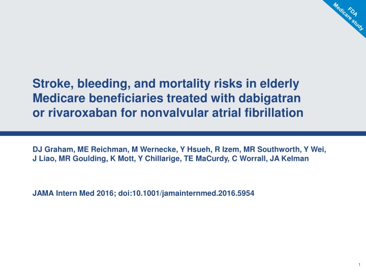 Comparing Bleeding and Mortality Risks of Dabigatran vs. Rivaroxaban in Elderly Medicare Beneficiaries