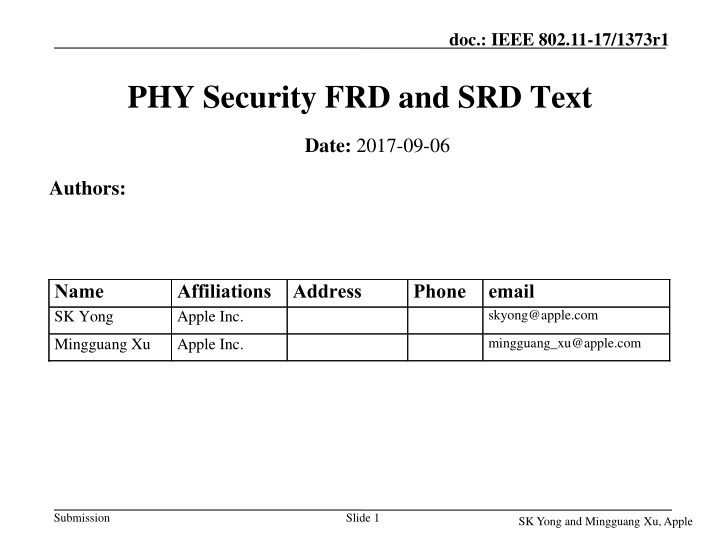 IEEE 802.11-17/1373r1 PHY Security Overview
