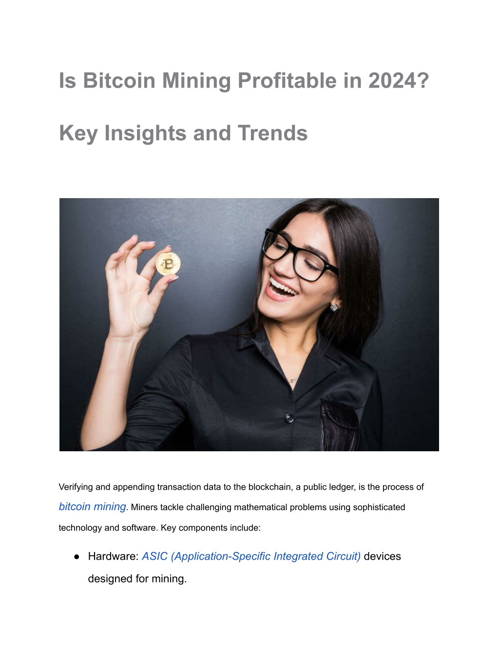 is bitcoin mining profitable in 2024 l.w