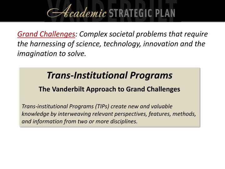 Vanderbilt's Trans-Institutional Programs for Solving Grand Challenges